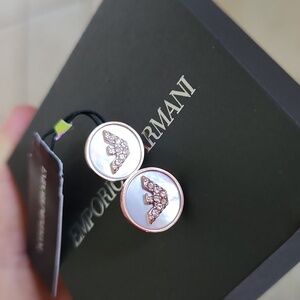 Emporio Armani Rose and Gold Stud Earrings Luxury Jewelery